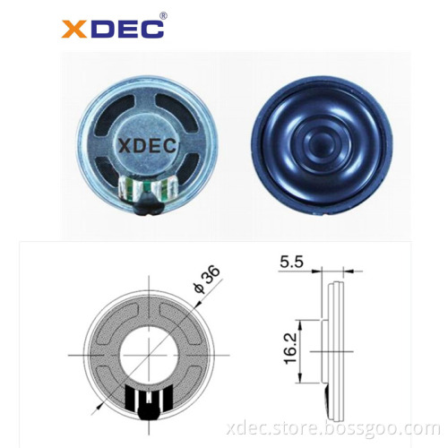 XDEC mylar 36mm 50ohm 0.25w smoke detector speaker